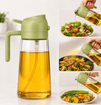 HUPLA 2-in-1 Cooking Oil Sprayer & Dispenser Bottle | Fine Mist Spray & Controlled Pour Oil Container for Air Fryer, Cooking, BBQ & Salad – Green
