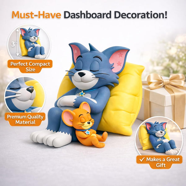 Cute Cartoon Mouse & Orange Character Showpiece – Sitting Figurine with Yellow Chair, Decorative Desk & Shelf Décor