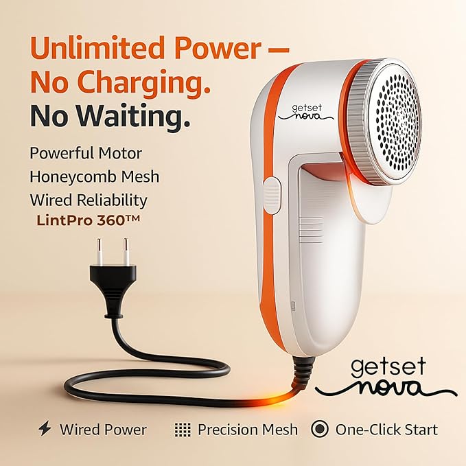 Electric Lint Remover for Clothes | Fabric Shaver for Sweaters, Jackets, Woolen Clothes, Blankets & Sofa | Powerful Lint Removal Machine with Rotary Blades & Transparent Storage Box