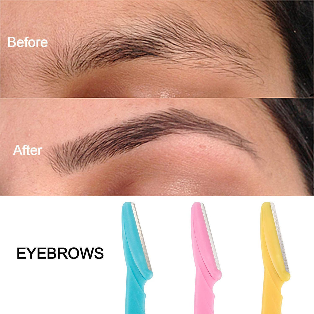 HUPLA Eyebrow Razor Set for Women (Pack of 3) | Face & Eyebrow Hair Remover | Dermaplaning Tool for Smooth Skin & Peach Fuzz Removal