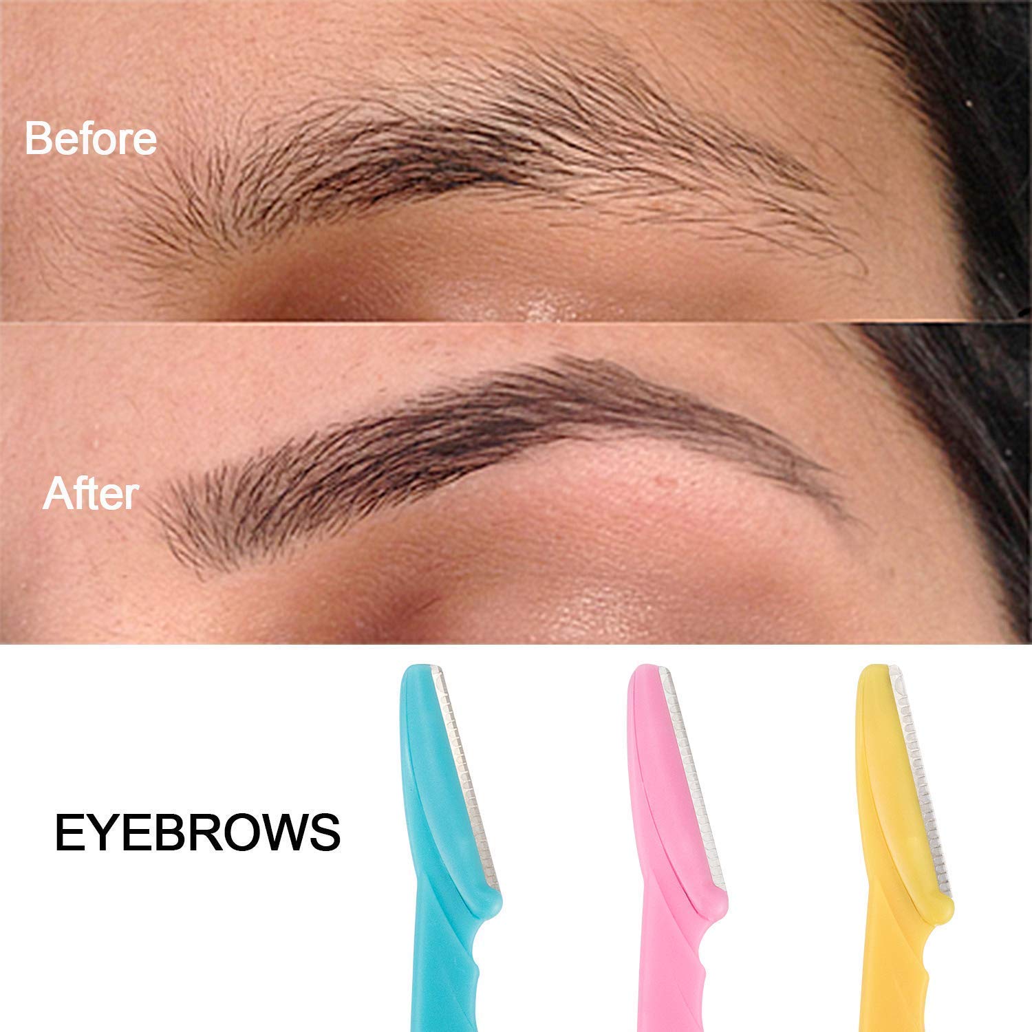 HUPLA Eyebrow Razor Set for Women (Pack of 3) | Face & Eyebrow Hair Remover | Dermaplaning Tool for Smooth Skin & Peach Fuzz Removal