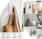 HUPLA Transparent Self-Adhesive Double Wall Hooks pack of 1 | No-Drill 2-in-1 Multipurpose Hooks for Bathroom, Kitchen, Towels, Clothes & Keys | Clear Design – Pack of 6