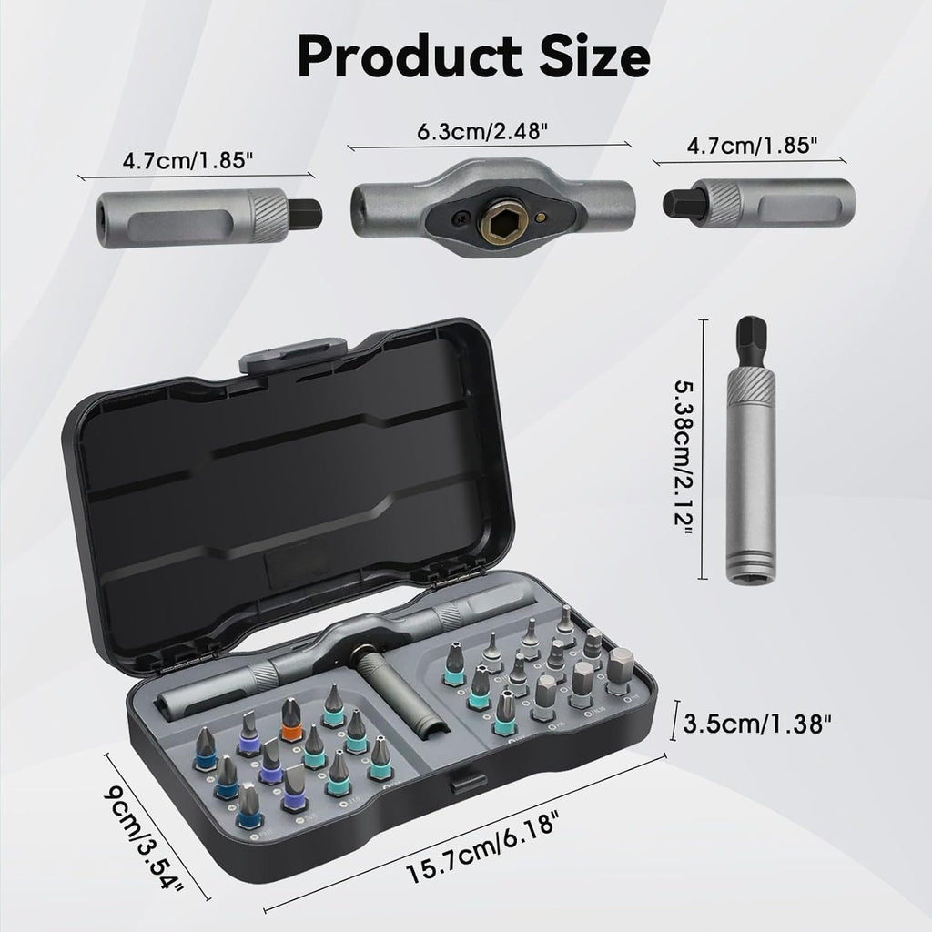 HUPLA 24-in-1 Precision T-Handle Ratchet Screwdriver Set | Magnetic Repair Tool Kit | Magnetic Multi-Bit Repair Tool Kit with Storage Case | Professional Hand Tool for Electronics, PC, Laptop, Mobile, Bicycle & Home Repair
