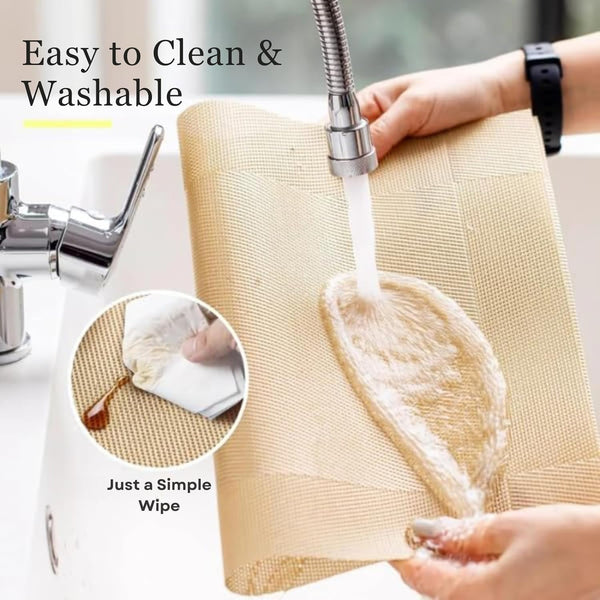 HUPLA Premium Golden Dining Table Placemat 30 × 45 cm | Elegant Woven-Style Table Mat for Dining, Kitchen & Home Décor | Flexible, Reusable & Easy to Clean – Gold