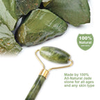 HUPLA Jade Roller & Gua Sha Set for Face Massage | Natural Stone Facial Roller for Skin Tightening, Puffiness & Glow | Face Lifting Tool Kit