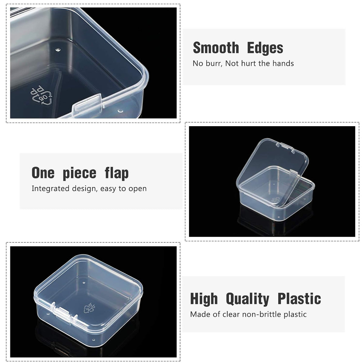 HUPLA Transparent Mini Plastic Storage Box 6 PCS with Hinged Lid | Small Multipurpose Organizer Container for Jewellery, Beads, Screws, Crafts & Small Accessories | 1 Pc