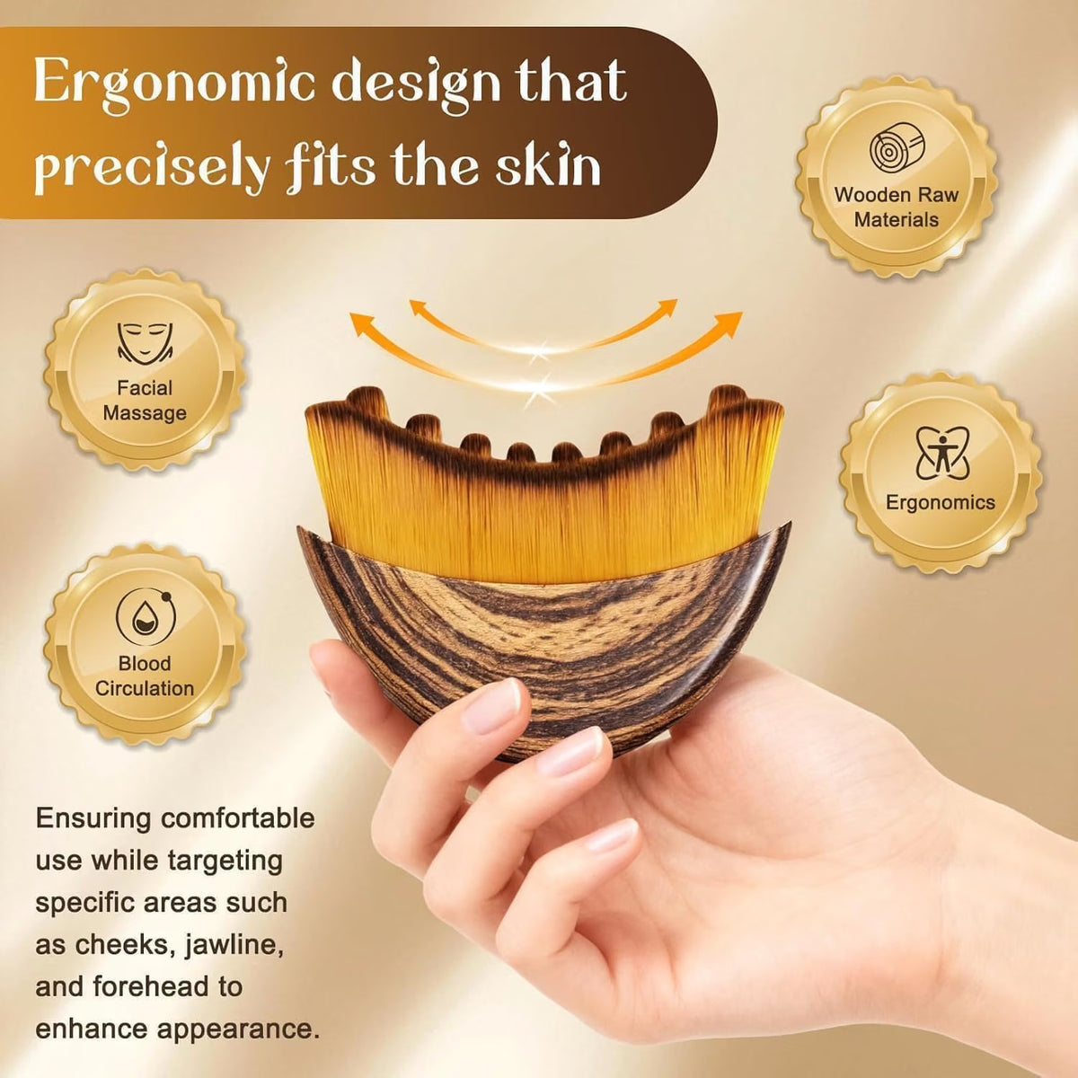 Contour Face Brush for Dry Brushing & Facial Sculpting – Ergonomic Facial Massage & Skincare Brush for Women