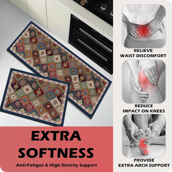 HUPLA Multicolour Printed Kitchen Floor Mat & Runner | Decorative Geometric Mandala Design Kitchen Rug for Sink, Countertop & Home Entrance | Rectangular Floor Mat