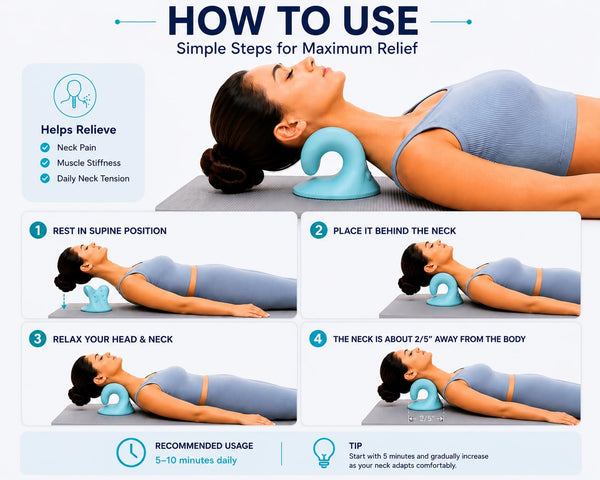 Cervical Neck Stretcher & Support Pillow – Ergonomic Neck Relaxation Device for Home Use