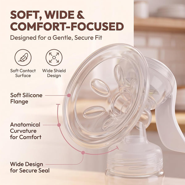 HUPLA Manual Breast Pump with 150ml Milk Collection Bottle | Hand-Operated Breast Milk Pump with Soft Silicone Cushion, Ergonomic Handle & Feeding Nipple | Portable Breastfeeding Accessory for Mothers