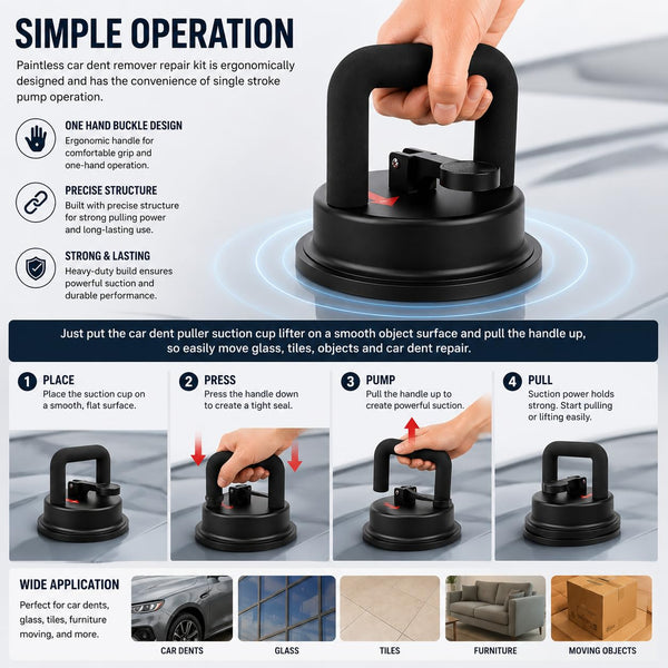 HUPLA Car Dent Puller Suction Cup | Manual Vacuum Dent Removal Tool for Car Body Panels