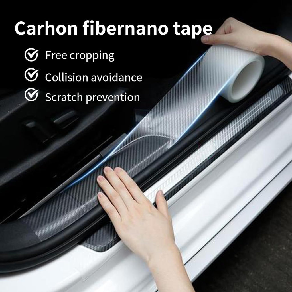 HUPLA Car Door Sill Protector – Carbon Fibre Style Anti-Scratch Guard Strip