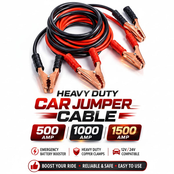 500 AMP Heavy-Duty Car Battery Jumper Cables – Red & Black Booster Wires with Insulated Alligator Clamps for Emergency Jump Starting