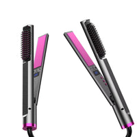 2-in-1 Hair Straightener & Styling Brush | Ceramic Hair Straightening Comb with LCD Display
