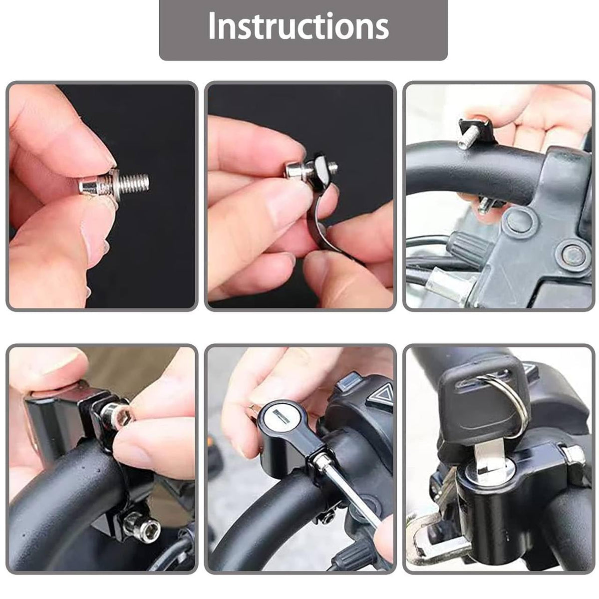HUPLA Motorcycle Helmet Lock with 2 Keys | Universal Handlebar Mount Helmet Security Lock with Metal Shackle & Installation Kit for Bikes & Scooters – Black