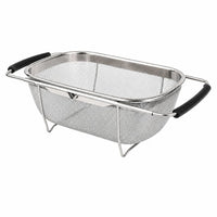 HUPLA Stainless Steel Over Sink Strainer Basket | Expandable Kitchen Sink Colander with Fine Mesh for Washing Fruits, Vegetables & Draining Pasta