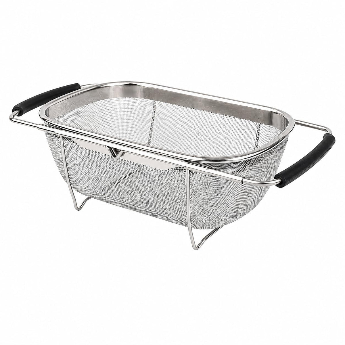HUPLA Stainless Steel Over Sink Strainer Basket | Expandable Kitchen Sink Colander with Fine Mesh for Washing Fruits, Vegetables & Draining Pasta