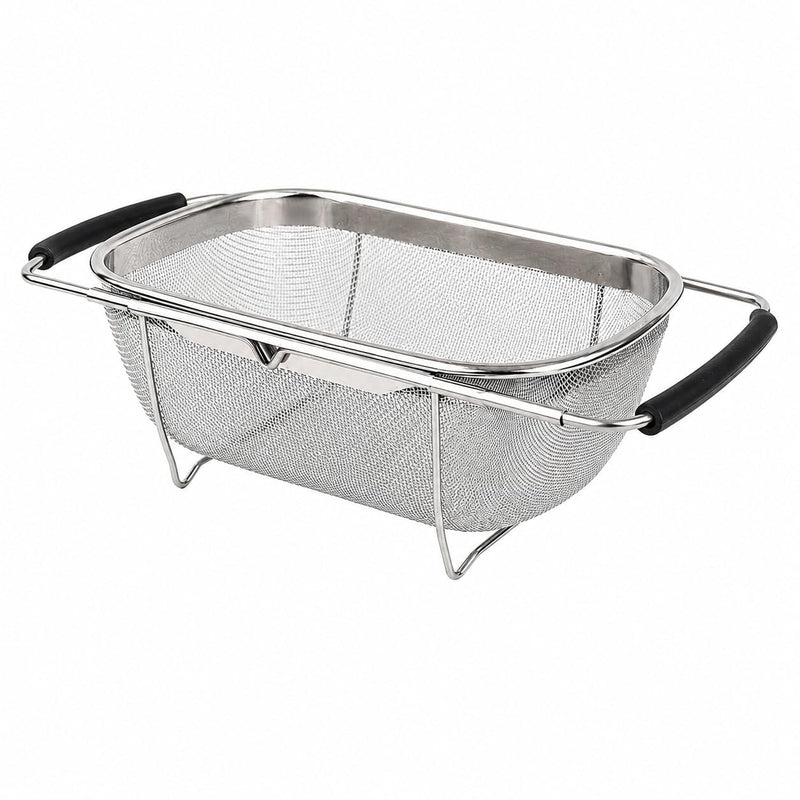 HUPLA Stainless Steel Over Sink Strainer Basket | Expandable Kitchen Sink Colander with Fine Mesh for Washing Fruits, Vegetables & Draining Pasta