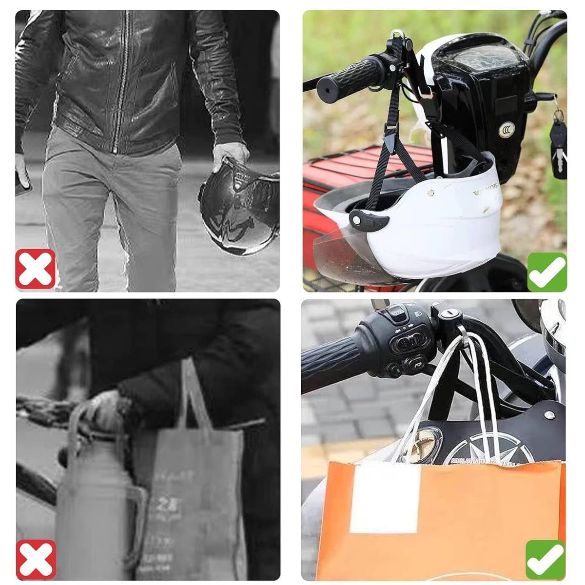 HUPLA Motorcycle Helmet Lock with 2 Keys | Universal Handlebar Mount Helmet Security Lock with Metal Shackle & Installation Kit for Bikes & Scooters – Black