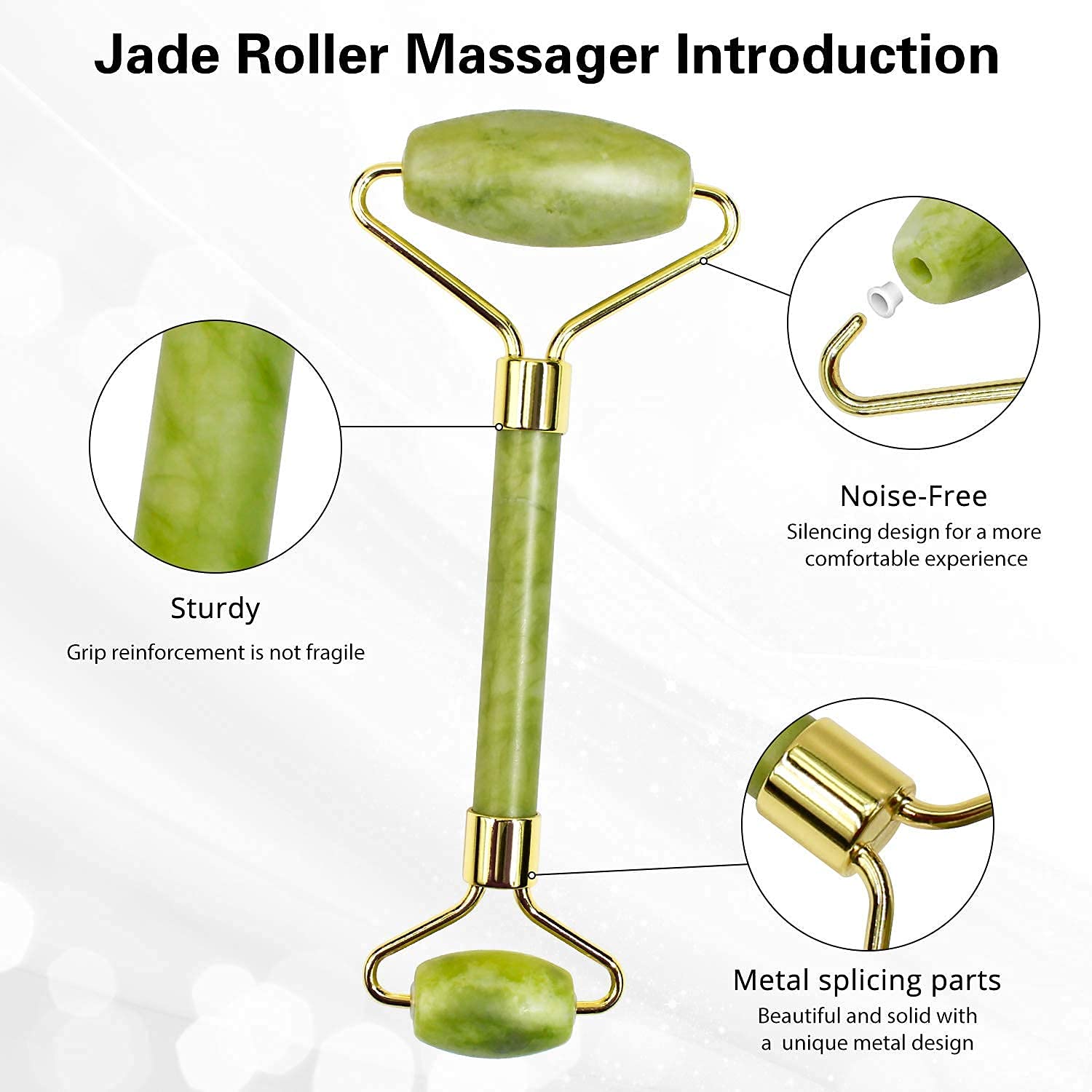 HUPLA Jade Roller & Gua Sha Set for Face Massage | Natural Stone Facial Roller for Skin Tightening, Puffiness & Glow | Face Lifting Tool Kit