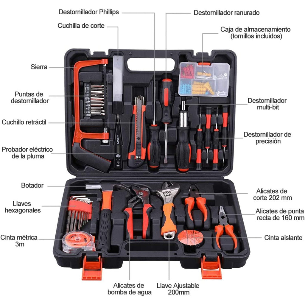 HUPLA Multi-Purpose Home 100 PCS Tool Kit Set – Complete Repair Tool Box with Case