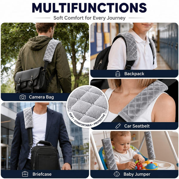 Soft Padded Seat Belt Shoulder Cover – Quilted Seat Belt Cushion Pad for Car, Comfortable Shoulder Protection