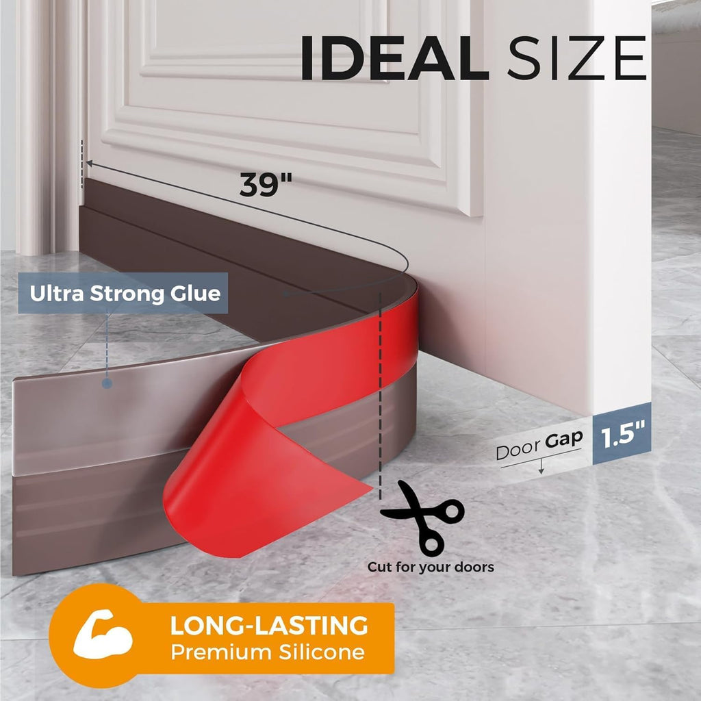 HUPLA Self-Adhesive Door Bottom Sealing Strip | Multi-Layer Hollow Door Gap Seal for Dust, Draft & Insect Protection | Flexible Brown Door Weather Stripping