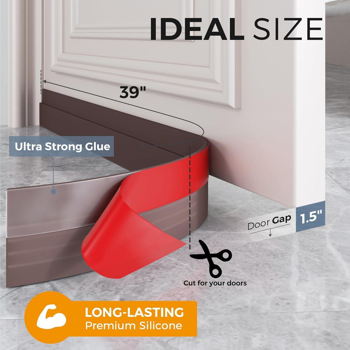 HUPLA Self-Adhesive Door Bottom Sealing Strip | Multi-Layer Hollow Door Gap Seal for Dust, Draft & Insect Protection | Flexible Brown Door Weather Stripping