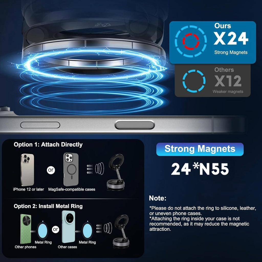 360° Rotating Magnetic Wireless Car Charger & Phone Holder