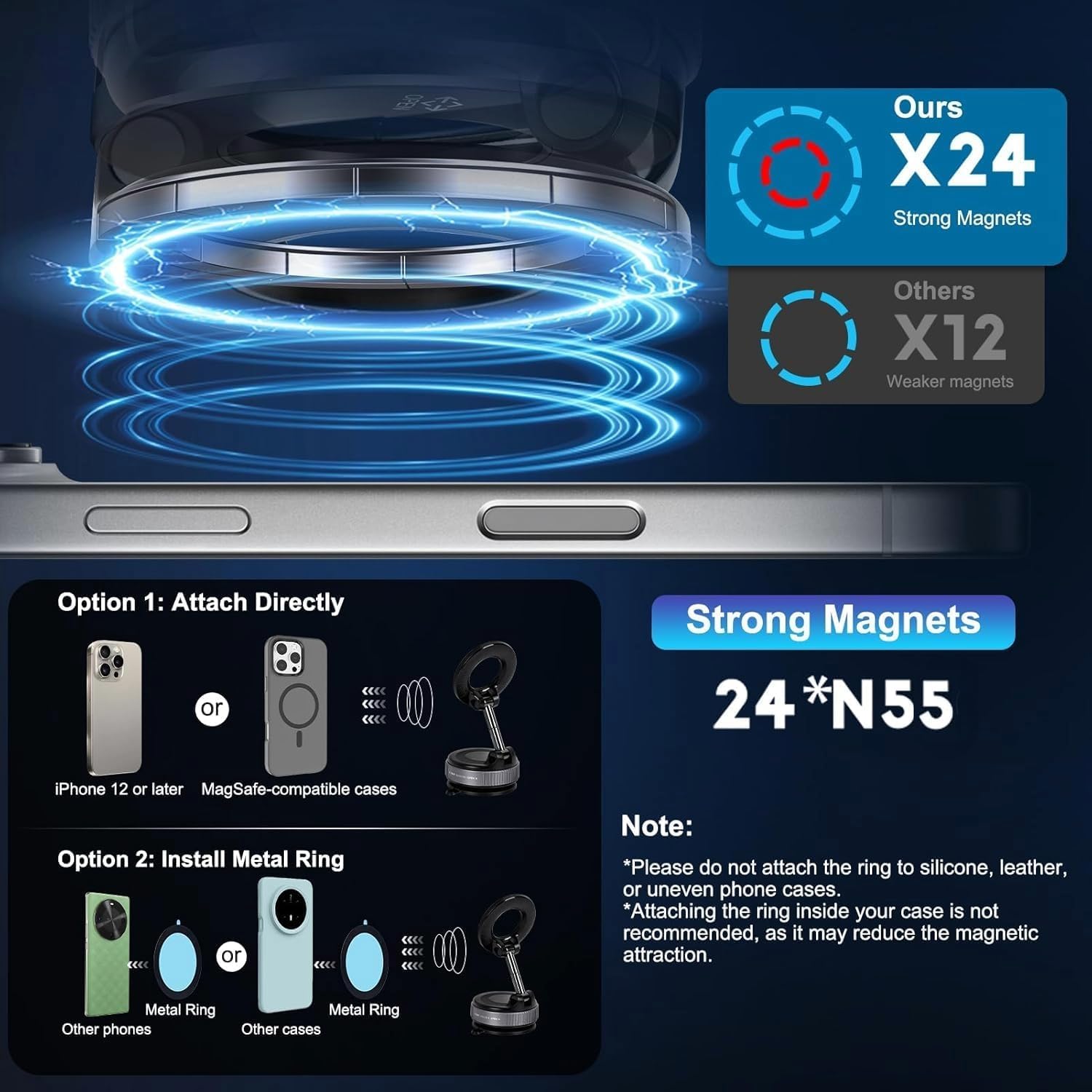 360° Rotating Magnetic Wireless Car Charger & Phone Holder