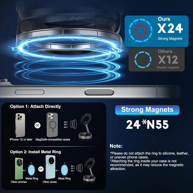360° Rotating Magnetic Wireless Car Charger & Phone Holder