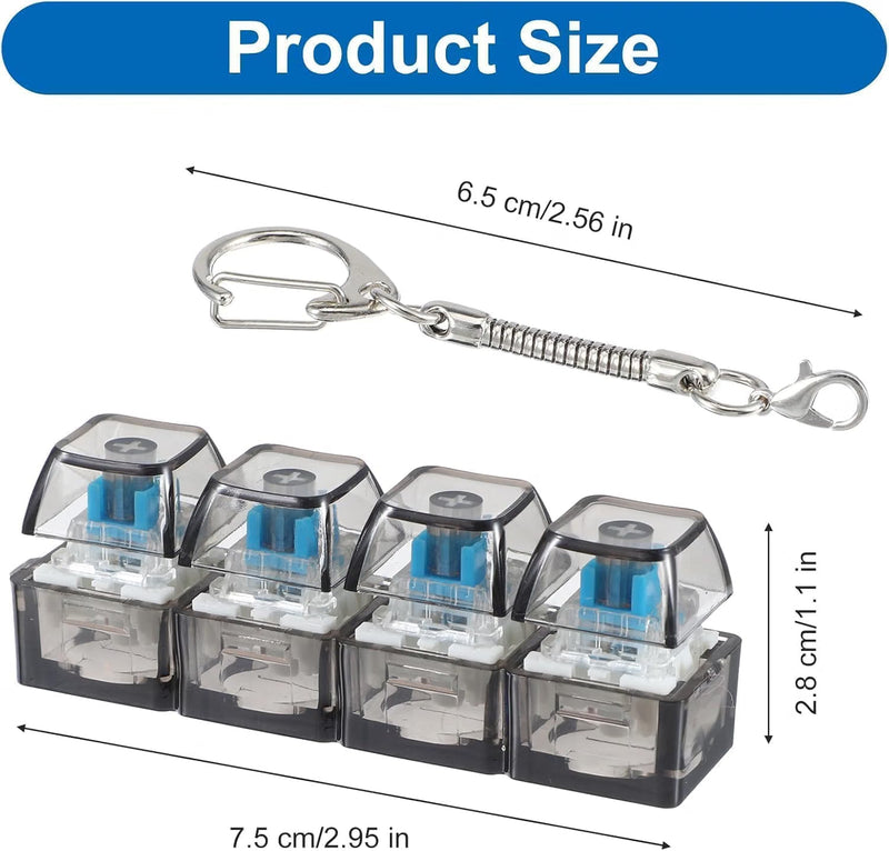 Mini 4-Key Mechanical Keyboard Keychain – Portable Keyboard Switch Keyring Fidget Toy | 1 Pc