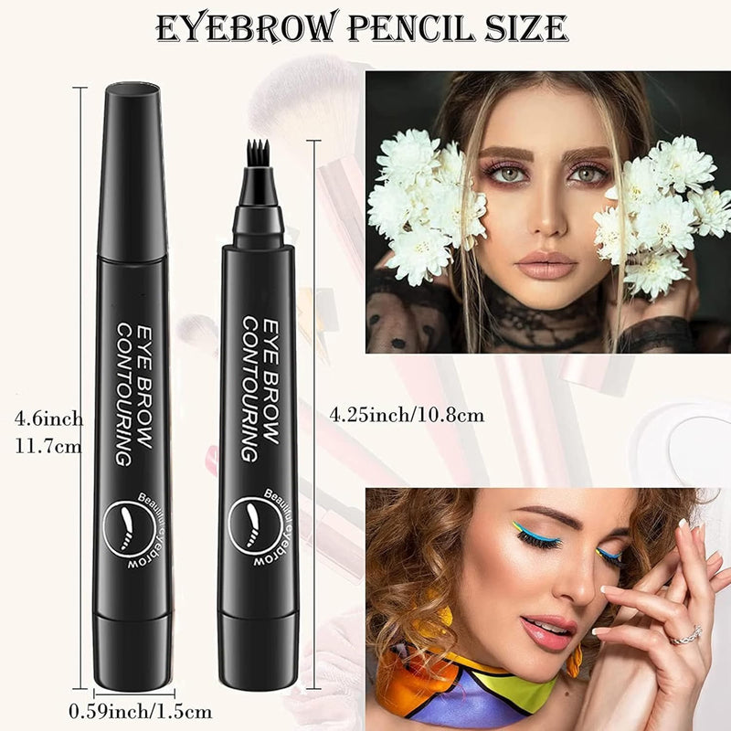 4-Tip Eyebrow Pen – Microblading Effect Brow Contouring Pen for Natural-Looking Eyebrow Definition