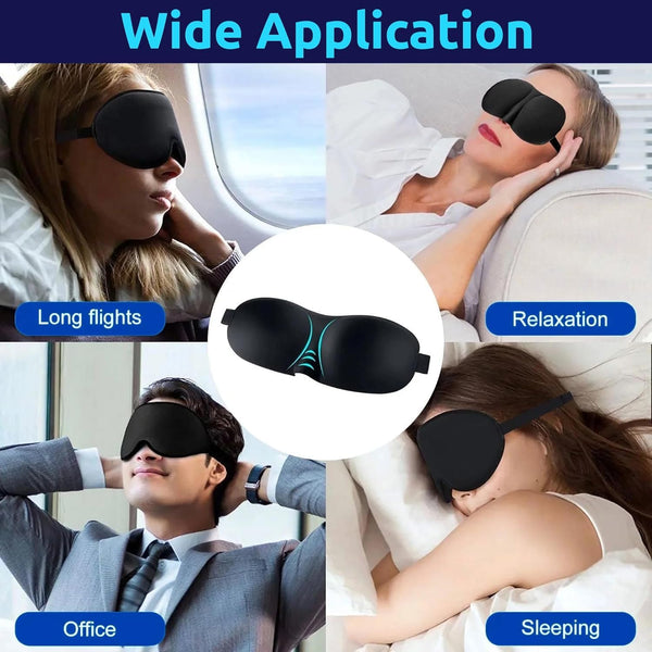 3D Contoured Blackout Sleep Eye Mask – Light Blocking Sleeping Mask with Adjustable Elastic Strap for Men & Women