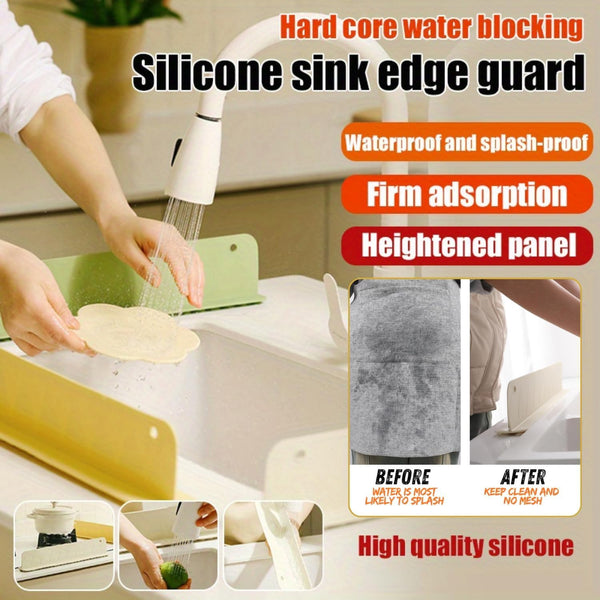 HUPLA Kitchen Sink Water Splash Guard | Long Countertop Water Splash Barrier for Sink & Washbasin | Kitchen Water Spillage Protector – Cream