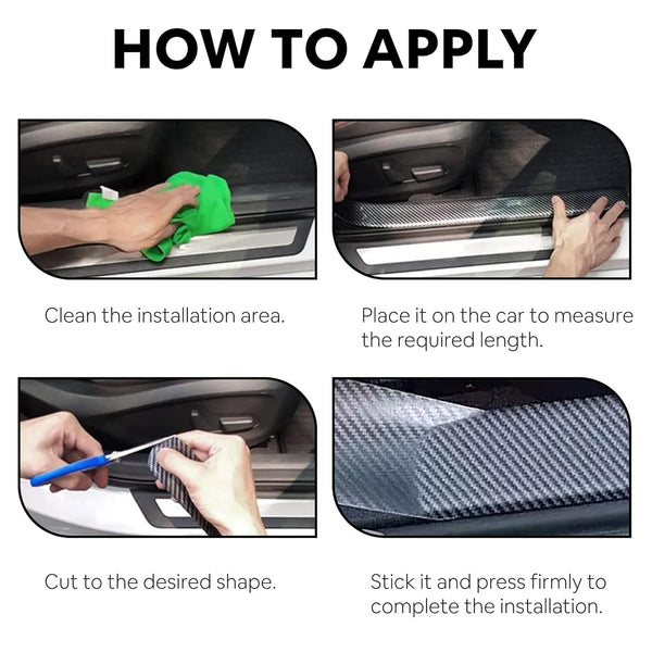 HUPLA Car Door Sill Protector – Carbon Fibre Style Anti-Scratch Guard Strip