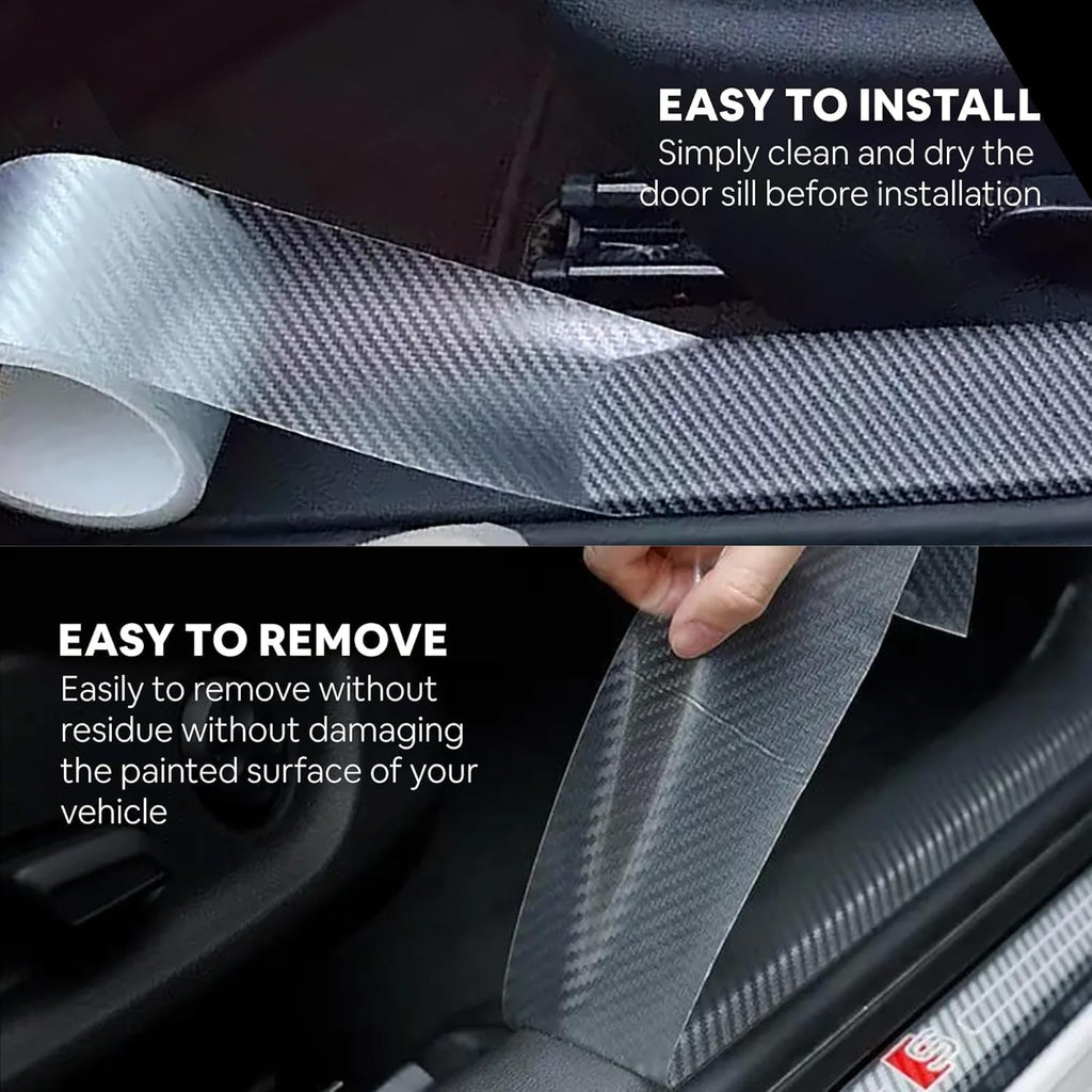 HUPLA Car Door Sill Protector – Carbon Fibre Style Anti-Scratch Guard Strip