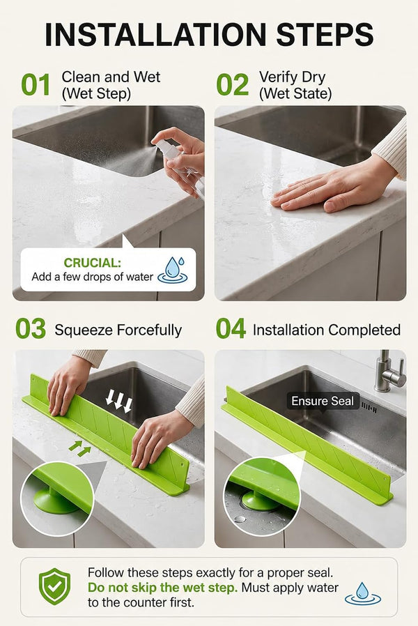 HUPLA Kitchen Sink Water Splash Guard | Long Countertop Water Splash Barrier for Sink & Washbasin | Kitchen Water Spillage Protector – Cream