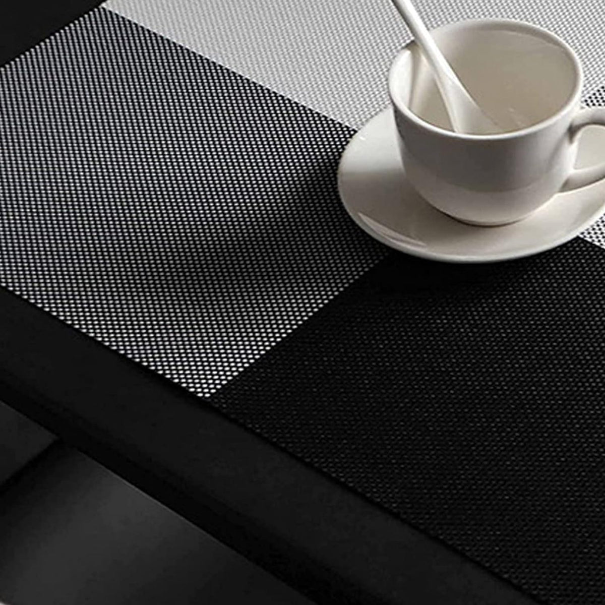 HUPLA Premium PVC Dining Table Placemat 30 × 45 cm | Non-Slip Woven Table Mat for Dining Table, Kitchen & Home | Flexible, Reusable & Easy to Clean