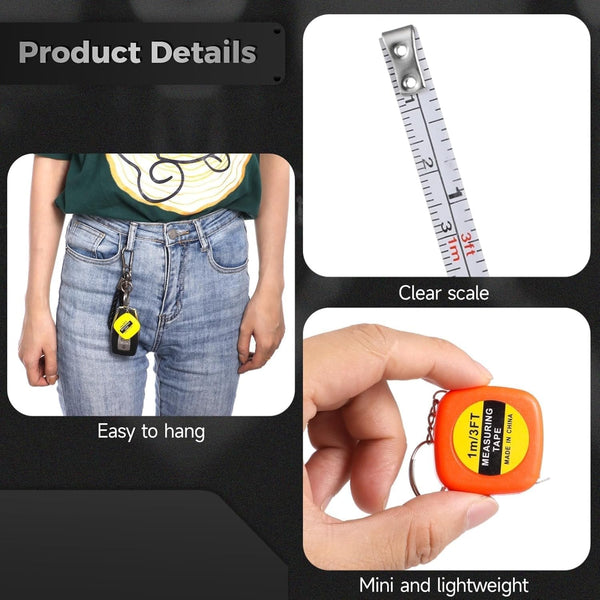 Mini Measuring Tape Keychain (1m / 3ft) | Portable Retractable Ruler | Portable Mini Measuring Tape Keychain (1m / 3ft) – Retractable Pocket Tape Measure with Keyring