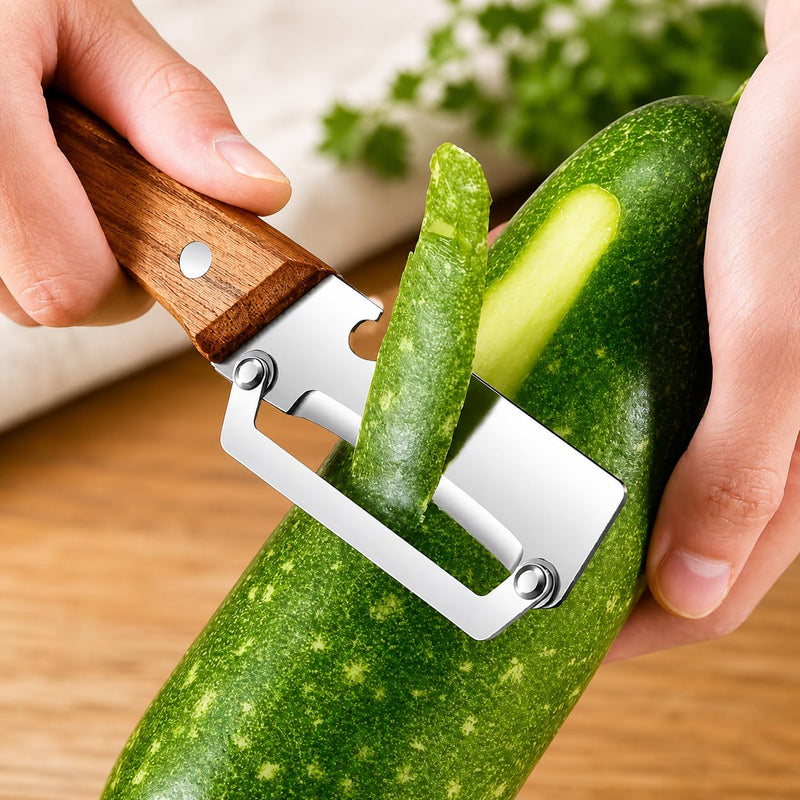 HUPLA Multifunction Stainless Steel Kitchen Knife with Wooden Handle | Manual Vegetable Peeler, Bottle Opener & Food Preparation Tool | Compact Kitchen Gadget
