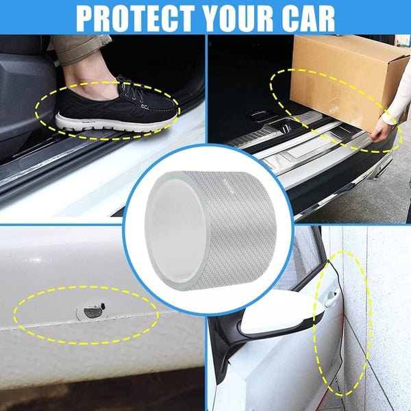 HUPLA Car Door Sill Protector – Carbon Fibre Style Anti-Scratch Guard Strip