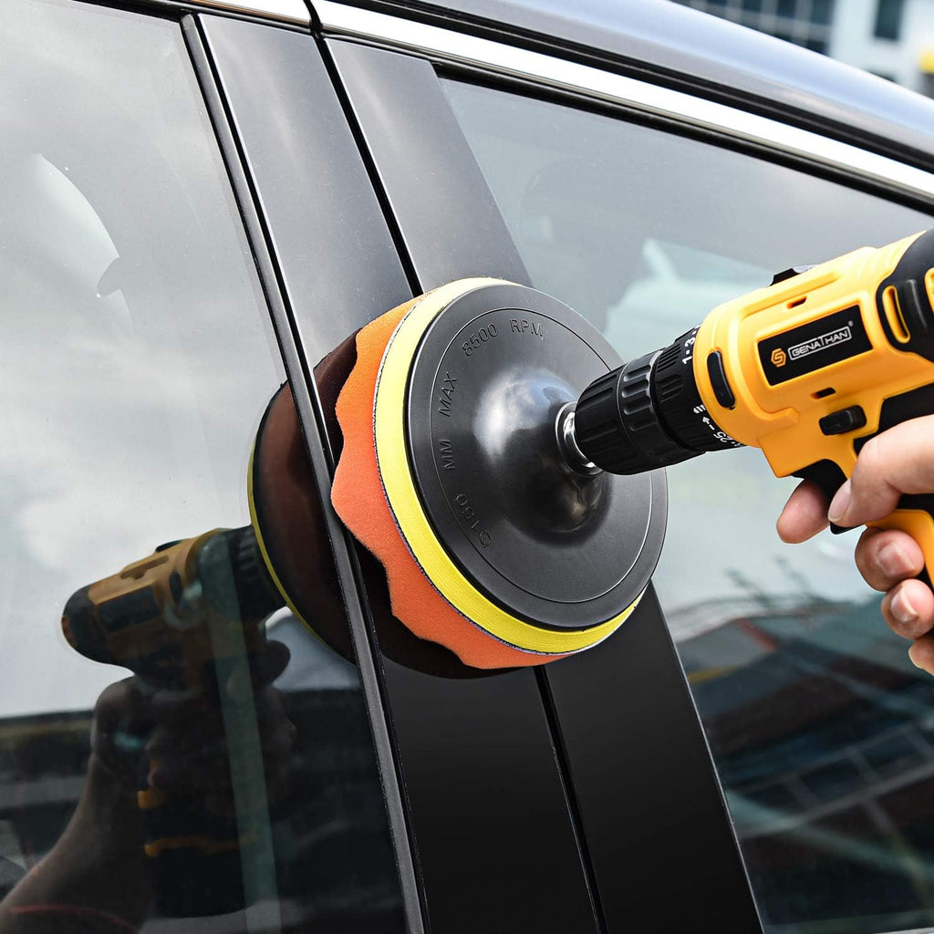 Car Polishing & Buffing Sponge Pads Kit with Drill Backing Plate & Adapter