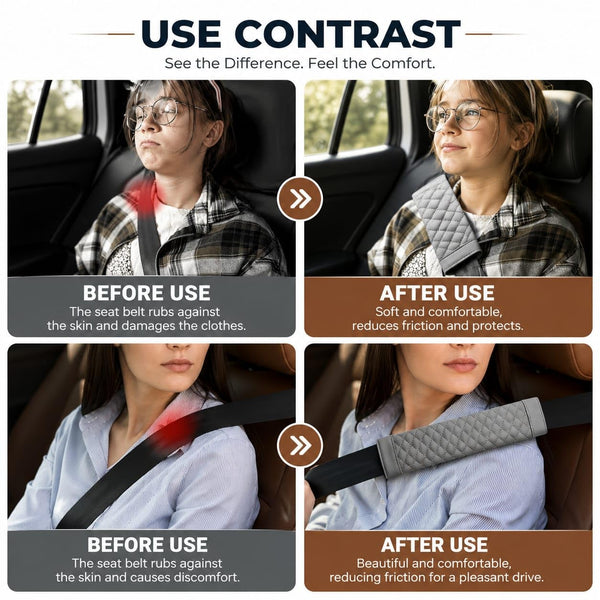 Soft Padded Seat Belt Shoulder Cover – Quilted Seat Belt Cushion Pad for Car, Comfortable Shoulder Protection