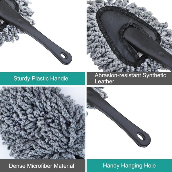 Microfiber Car Cleaning Duster Brush – Round Chenille Dusting Mop with Ergonomic Handle for Car Interior & Home Cleaning