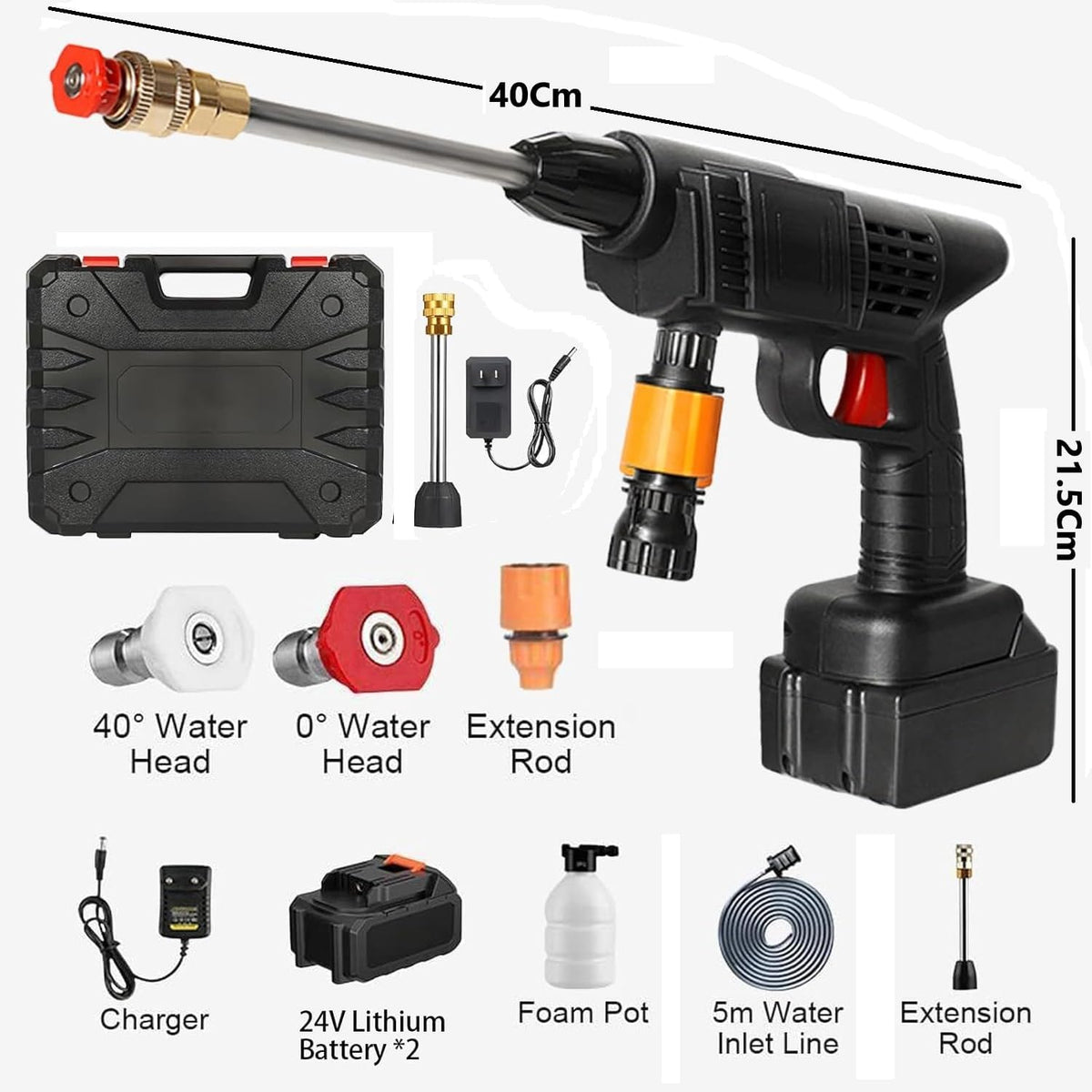 HUPLA Cordless Car Pressure Washer | Rechargeable Portable Water Spray Gun with Extension Rod for Car, Bike & Home Cleaning