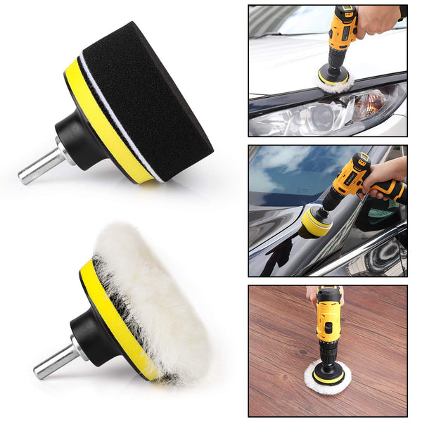 Car Polishing & Buffing Sponge Pads Kit with Drill Backing Plate & Adapter
