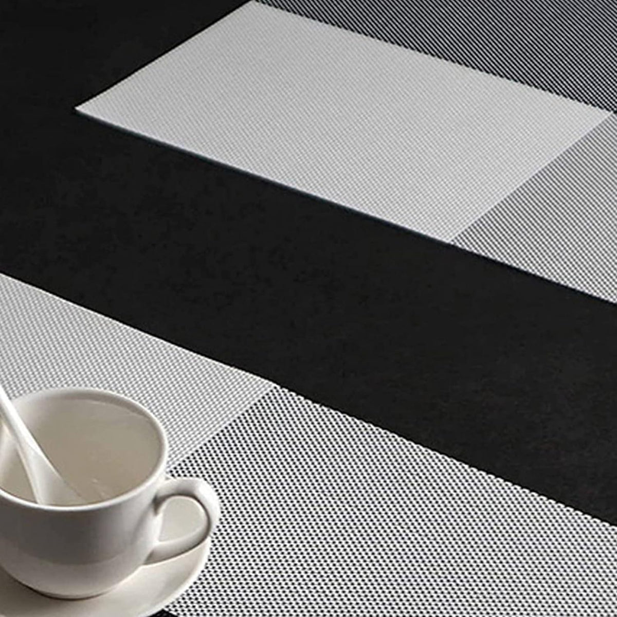 HUPLA Premium PVC Dining Table Placemat 30 × 45 cm | Non-Slip Woven Table Mat for Dining Table, Kitchen & Home | Flexible, Reusable & Easy to Clean
