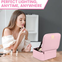 Professional Makeup Organizer Case with LED Mirror | Portable Cosmetic Storage Box with Adjustable Compartments & Brush Holder