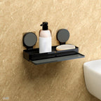 HUPLA Premium Wall Mounted Soap Holder with Strong Suction Cups | No Drilling Soap Dish with Quick Drainage | Rustproof Bathroom Soap Tray | Matte Black – 1 Piece